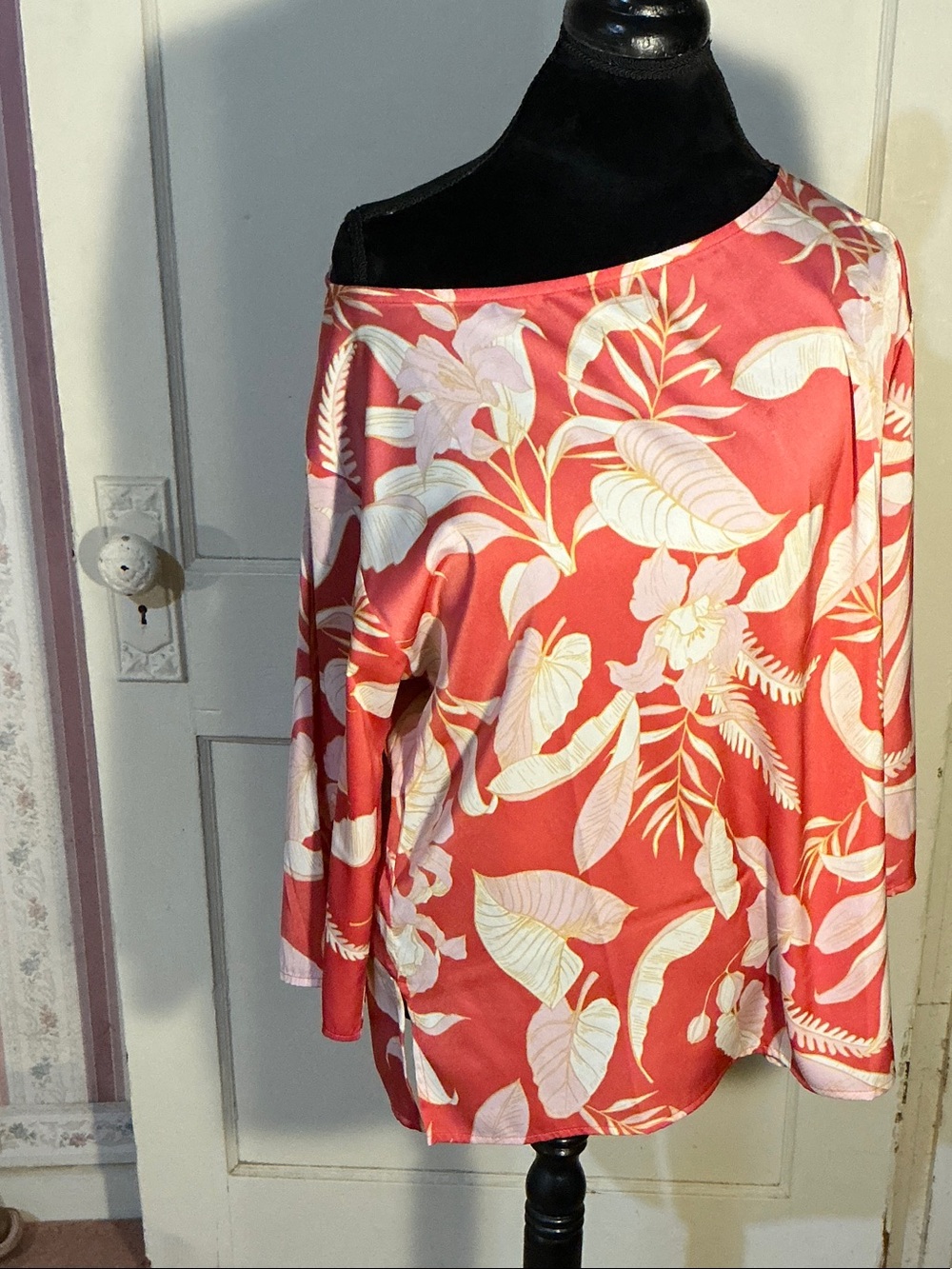 Colleen Lopez Coral Tropical One-Shoulder Tunic